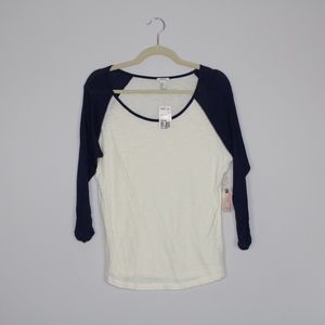 NWT Forever 21 Baseball T with Gathered Sleeves